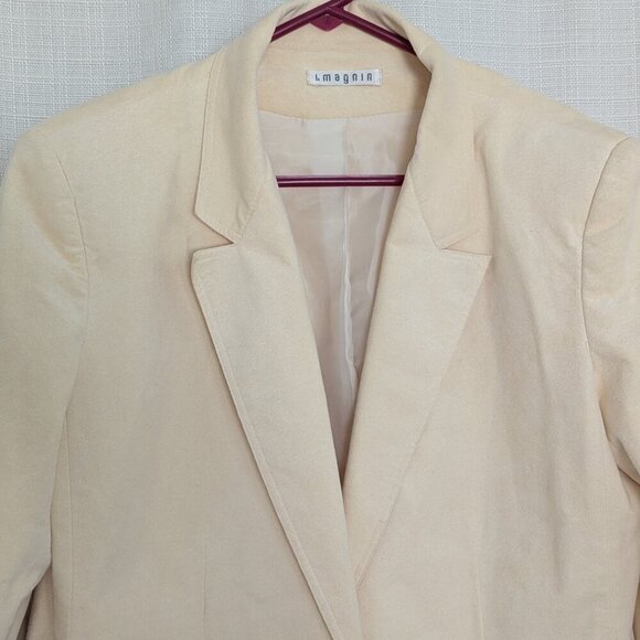 Vintage I. Magnin Ivory Suede Blazer Size 16 Notched Collar Button Down‎ - Picture 2 of 10